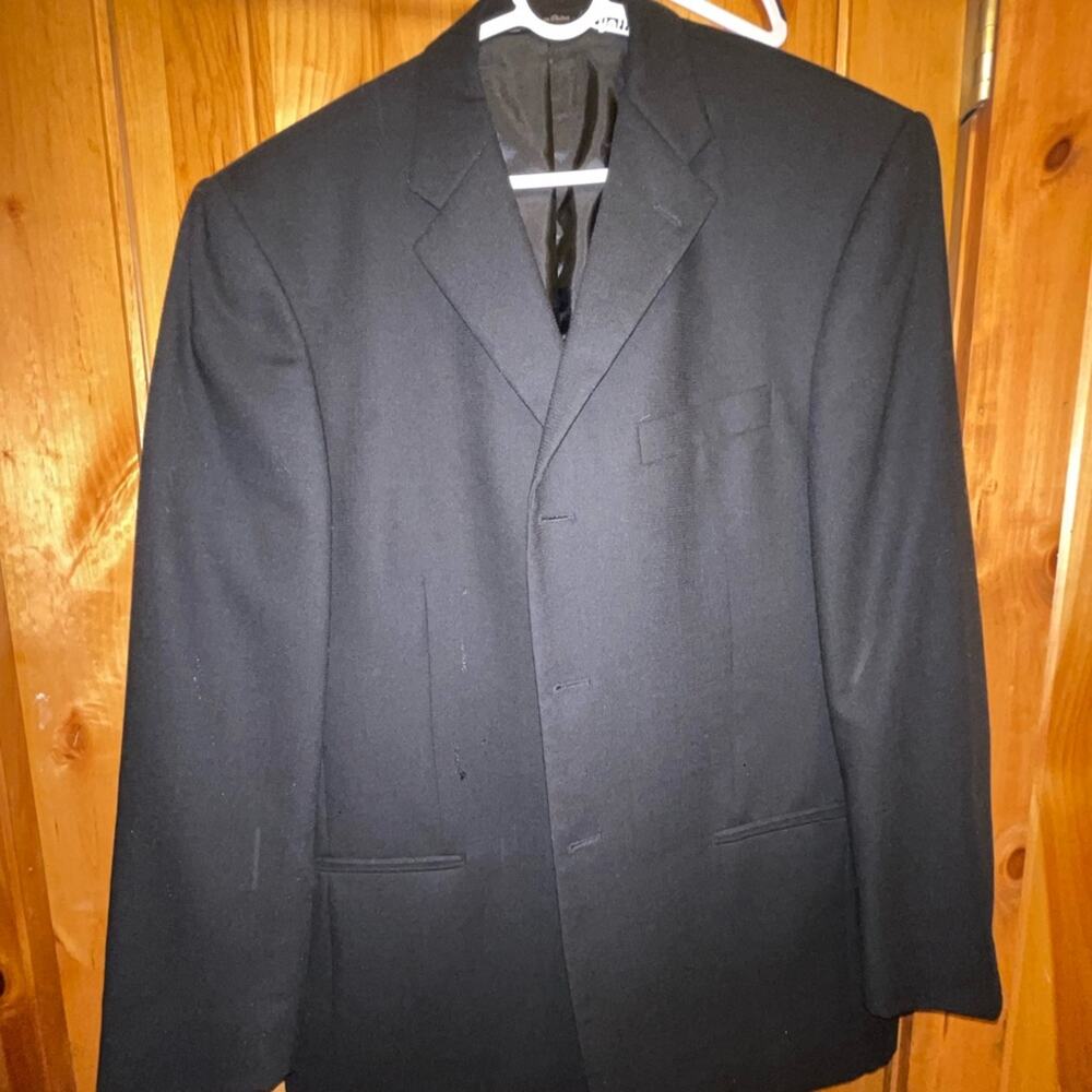 Axcess Liz Claiborne Grey Suit Jacket Two Button 42R Old Money Holiday Classic